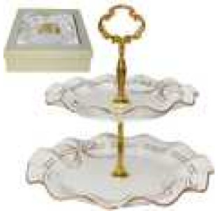 032-02-01 Цукерниця двохярусна Білий бант - фото