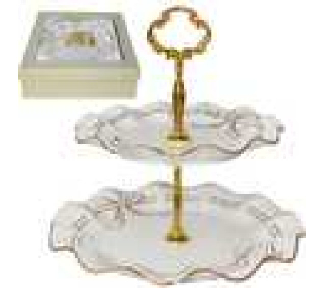 032-02-01 Цукерниця двохярусна Білий бант - фото