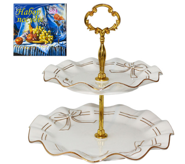 032-02-01/У Цукерниця двохярусна Білий бант - фото