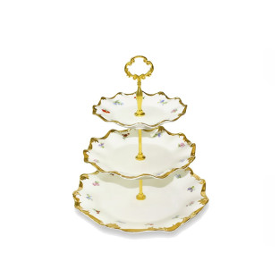 032-03-04/1 Цукерниця трьохярусна Шантильї (d-31см,25см,19см, h-33см)(без коробки) - фото