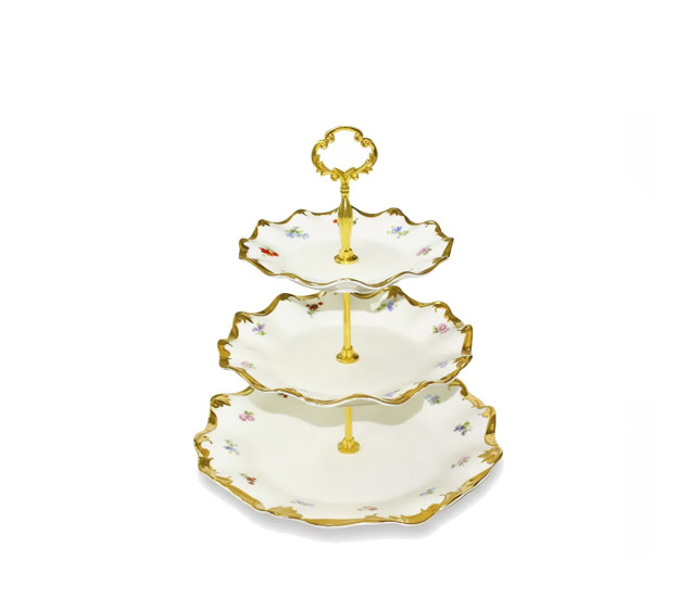 032-03-04/1 Цукерниця трьохярусна Шантильї (d-31см,25см,19см, h-33см)(без коробки) - фото