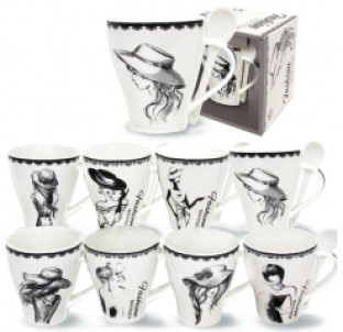 040-01-89 Чашка з ложкою Fashion Boutique 330мл - фото