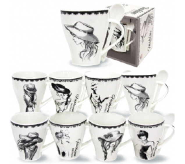040-01-89 Чашка з ложкою Fashion Boutique 330мл - фото