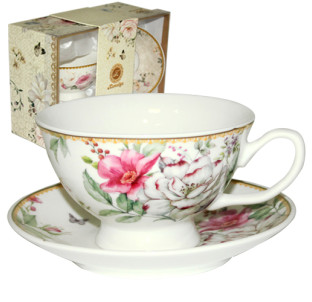 042-01-07 Набір чайний подарунковий (чашка з блюдцем) Патісьер (чашка 200мл, блюдце 13,5см) - фото
