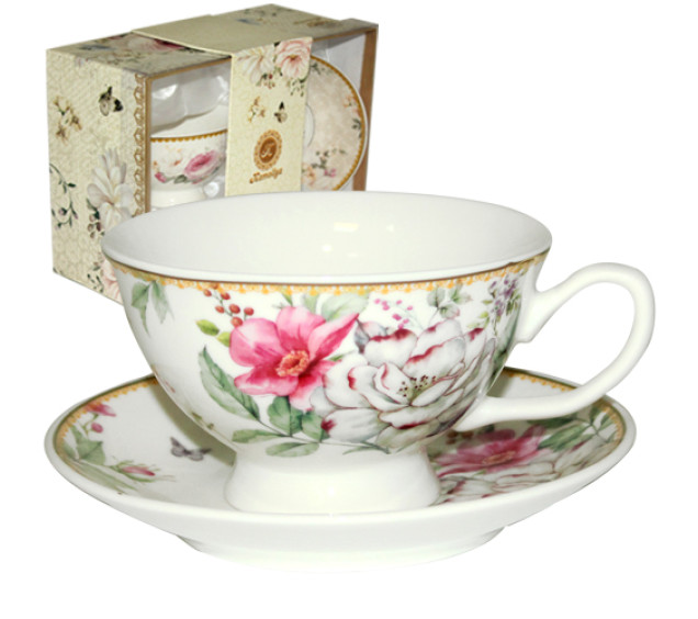 042-01-07 Набір чайний подарунковий (чашка з блюдцем) Патісьер (чашка 200мл, блюдце 13,5см) - фото