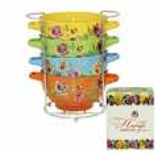 054-04-02 Набір 4 миски з ручками на стійці 700мл - фото