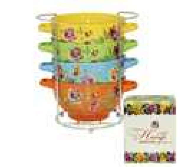 054-04-02 Набір 4 миски з ручками на стійці 700мл - фото