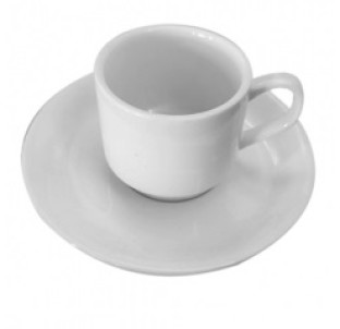 13629-01-00 Чашка з блюдцем біла (чашка-110 мл,блюдце-13 см)(варіант) - фото
