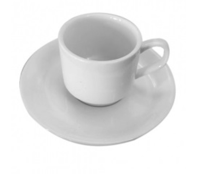 13629-01-00 Чашка з блюдцем біла (чашка-110 мл,блюдце-13 см)(варіант) - фото