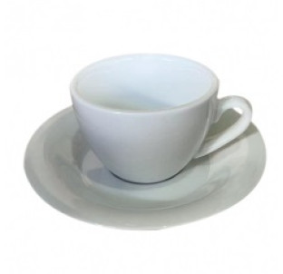 13629-06-00 Чашка з блюдцем біла (чашка-190 мл,блюдце-15,4 см)(варіант) - фото