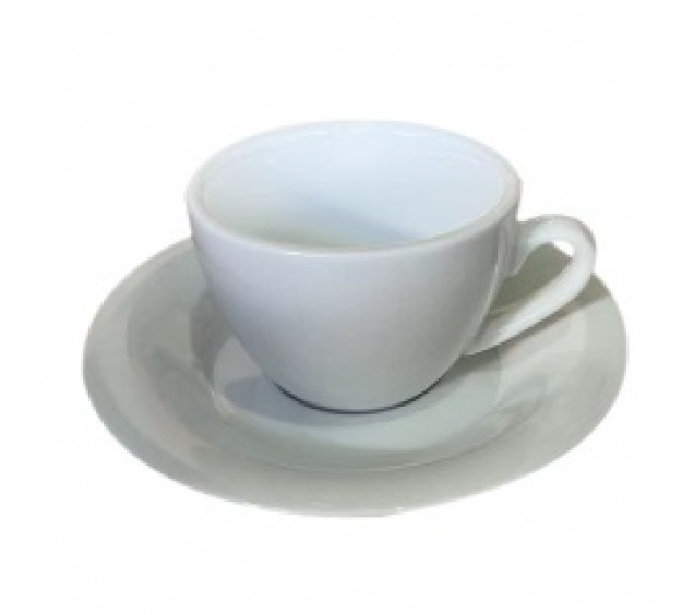 13629-06-00 Чашка з блюдцем біла (чашка-190 мл,блюдце-15,4 см)(варіант) - фото