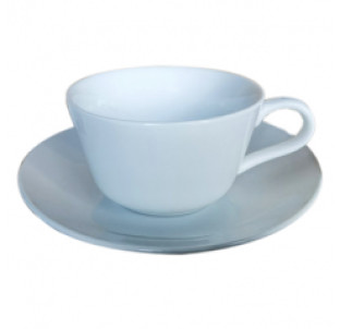 13629-03 Чашка з блюдцем біла Хорека (чашка-100мл, блюдце-13см) - фото