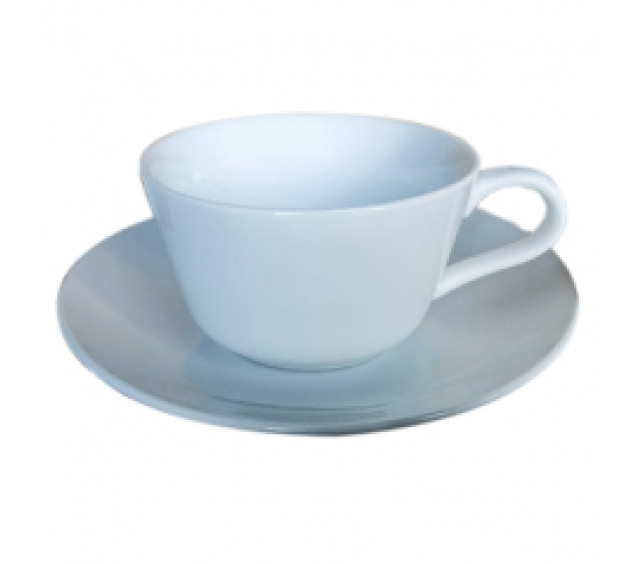 13629-03 Чашка з блюдцем біла Хорека (чашка-100мл, блюдце-13см) - фото