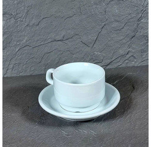 13641-03-00  Чашка з блюдцем біла (чашка-220 мл,блюдце-13,4 см)(варіант) - фото