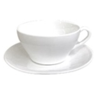 13641-06-00 Чашка з блюдцем біла (чашка-240мл, блюдце-15см) (варіант) - фото