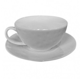 13641-07-00 Чашка з блюдцем біла (чашка-280 мл,блюдце-15 см)(варіант) - фото