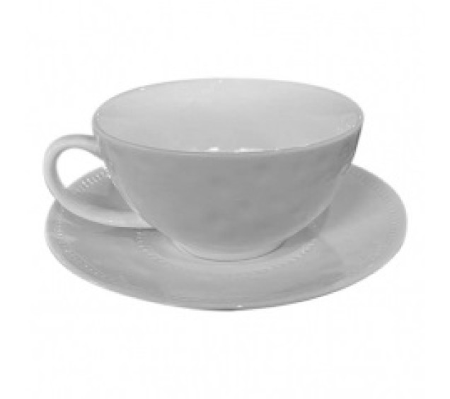 13641-07-00 Чашка з блюдцем біла (чашка-280 мл,блюдце-15 см)(варіант) - фото