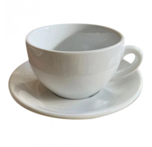 13641-08 Чашка з блюдцем біла Хорека (чашка-300мл, блюдце-16см) - фото
