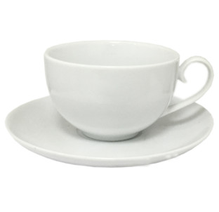 13641 Чашка з блюдцем біла Хорека (чашка-360мл, блюдце-17,5см) - фото