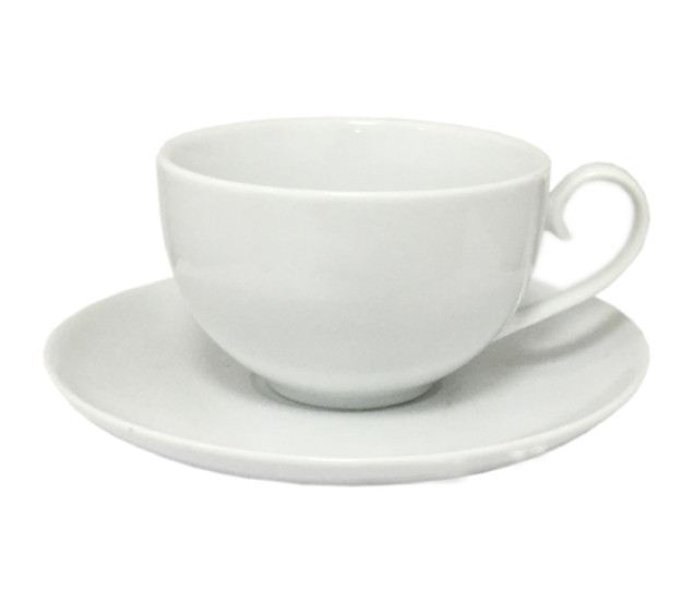 13641 Чашка з блюдцем біла Хорека (чашка-360мл, блюдце-17,5см) - фото