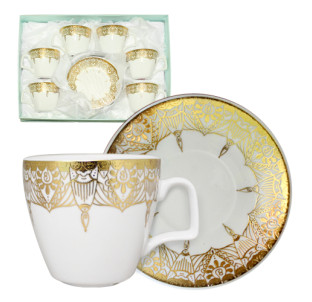 145-04 Сервіз кавовий 12пр Тутанхамон (чашка 100мл, блюдце 11см) - фото