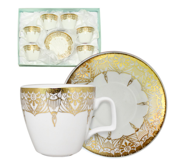 145-04 Сервіз кавовий 12пр Тутанхамон (чашка 100мл, блюдце 11см) - фото