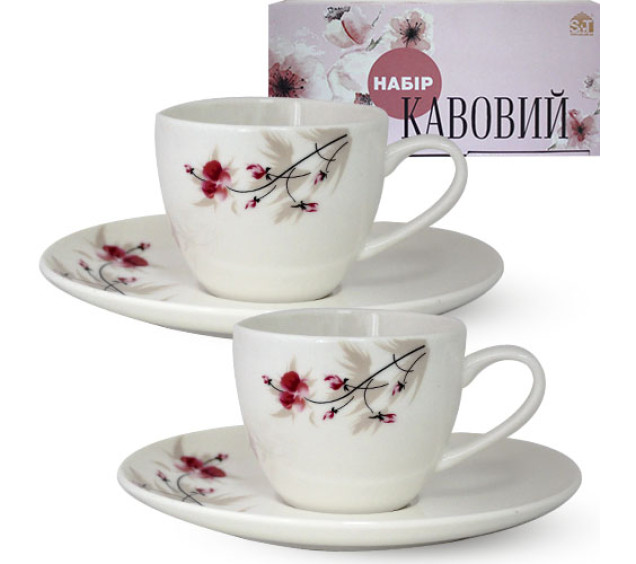 1453-6 Сервіз кавовий 12пр. Космея (чашка 110мл, блюдце 13см) - фото
