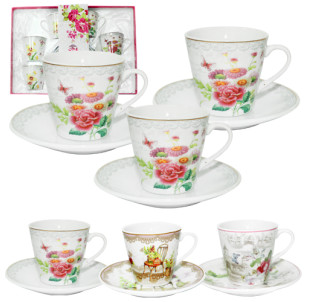 1459-08 Сервіз кавовий 12пр Англійський сад (чашка 70мл, блюдце 10,5см) - фото