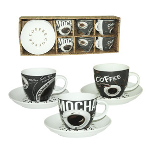 1462-14 Сервіз чайний 12пр. Мокко (чашка-220мл, блюдце-14,5см) - фото