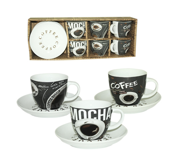 1462-14 Сервіз чайний 12пр. Мокко (чашка-220мл, блюдце-14,5см) - фото