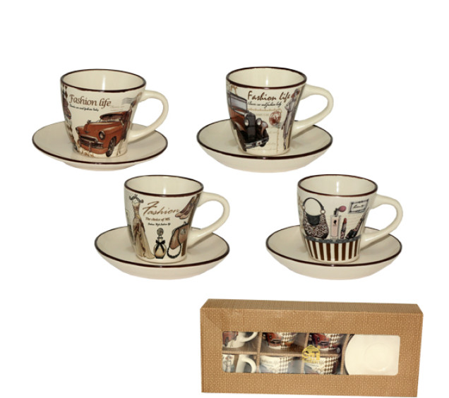1533-06 Сервіз кавовий 12пр. Fashion (чашка 100мл, блюдце 11,5см) - фото