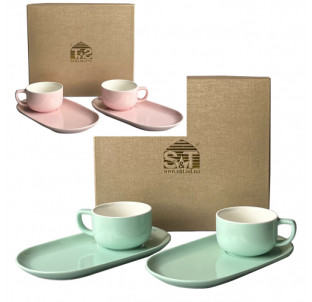 157-00-00 Сервіз чайний 4ел  "Сніданок з тіфані " (Чашка 250 мл блюдце 25,5 см) - фото