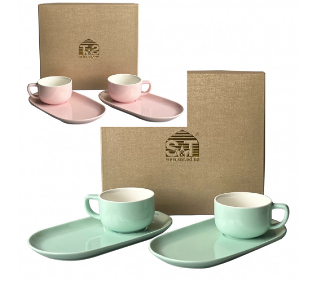 157-00-00 Сервіз чайний 4ел  "Сніданок з тіфані " (Чашка 250 мл блюдце 25,5 см) - фото