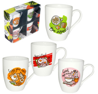 1591-09 Набір 4 чашки Bon appetit в подар. упаковці 350мл - фото