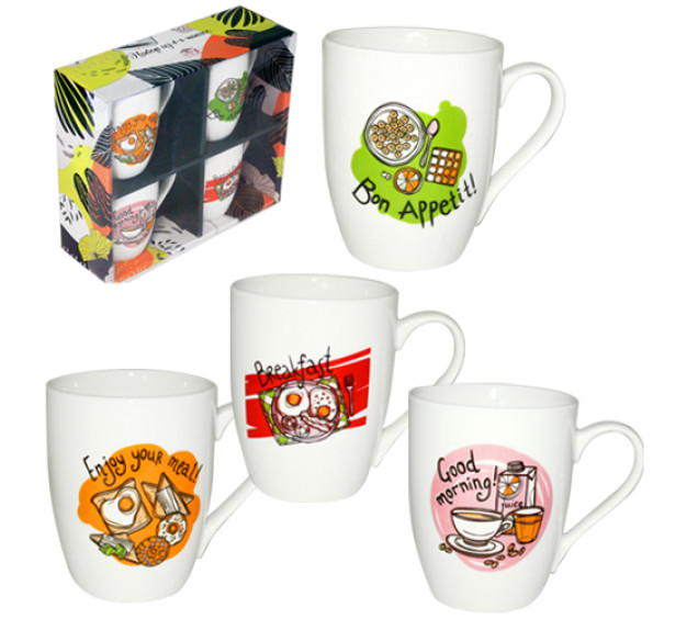 1591-09 Набір 4 чашки Bon appetit в подар. упаковці 350мл - фото