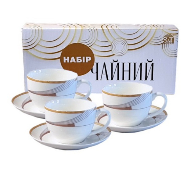 1753-13 Сервіз чайний 12пр. Фабіан (чашка -240мл.,блюдце-15 см) - фото