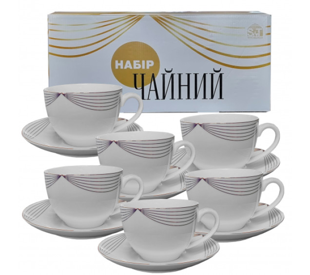 1753-5 Сервіз чайний 12пр. Жардін (чашка 280мл, блюдце 15см) - фото