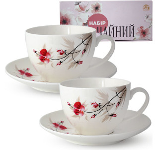 1753-6 Сервіз чайний 12пр. Космея (чашка 280мл, блюдце 15см) - фото