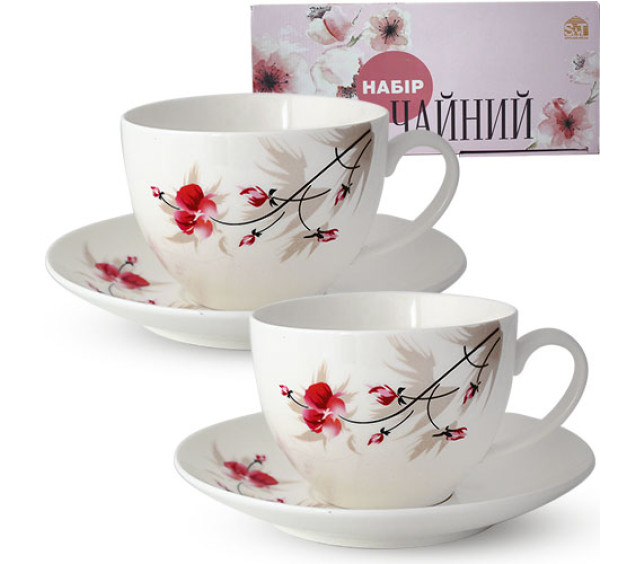 1753-6 Сервіз чайний 12пр. Космея (чашка 280мл, блюдце 15см) - фото