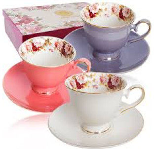 1755 Набір чайний 12пр (чашка-200мл, блюдце-15см) 3 кол. "Перламутр" - фото