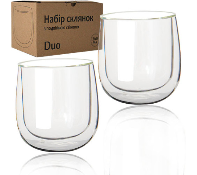 201-6 Набір стаканів з подвійною стінкою 260мл Дуо - фото