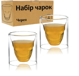 202-2 Набір чарок 2шт. Череп 80мл - фото