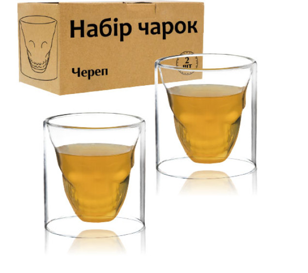 202-2 Набір чарок 2шт. Череп 80мл - фото
