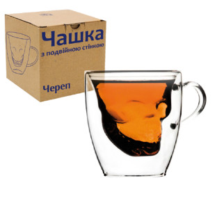 202-28 Чашка з подвійною стінкою "Череп" 180мл - фото