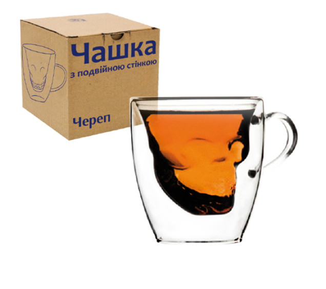 202-28 Чашка з подвійною стінкою "Череп" 180мл - фото