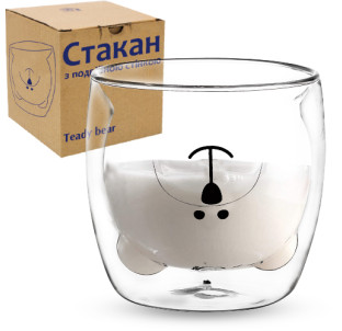 202-40 Склянка з подвійною стінкою Teady bear 300мл - фото