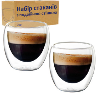 202-5 Набір склянок 2шт з подвійною стінкою 100мл - фото
