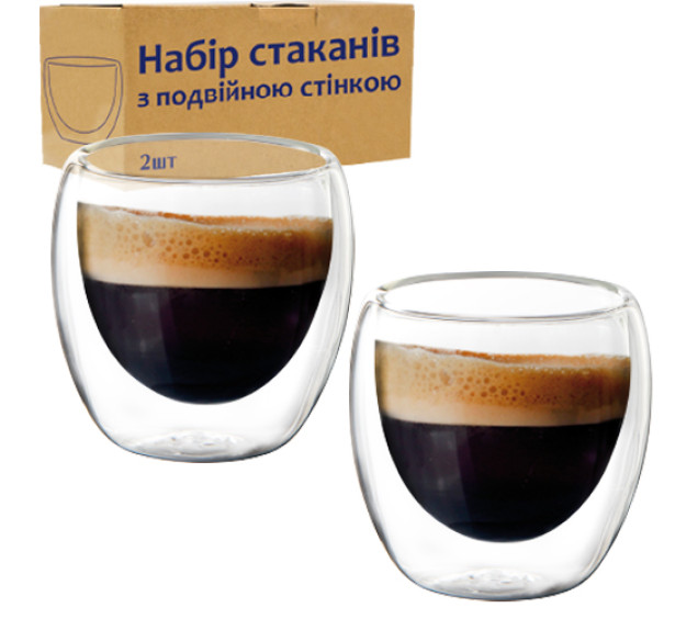 202-5 Набір склянок 2шт з подвійною стінкою 100мл - фото