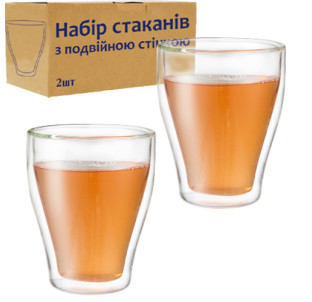 202-6 Набір склянок 2шт з подвійною стінкою 280мл - фото