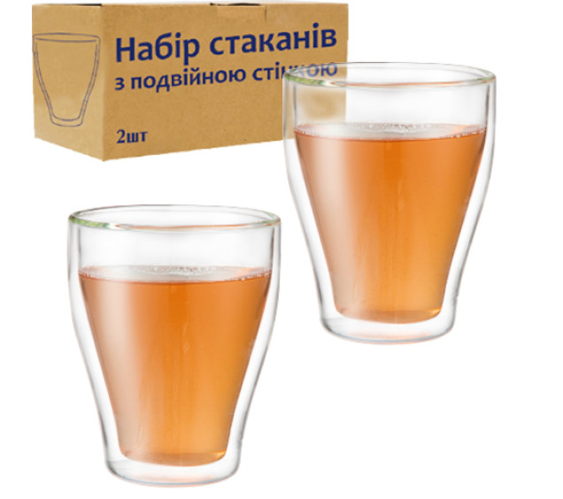 202-6 Набір склянок 2шт з подвійною стінкою 280мл - фото
